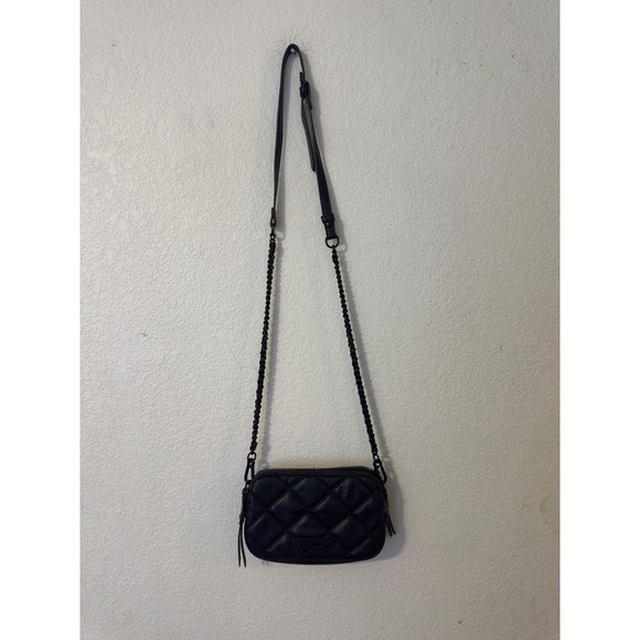 Steve Madden Black Quilted Crossbody Bag Chain Strap Evening Mini - Picture 2 of 8